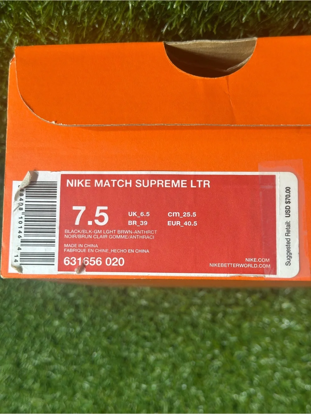 NIKE MATCH SUPREME LEATHER, SIZE 7.5 MENS, COLOR, BLACK/ GUM- LIGHT BROWN, NEW